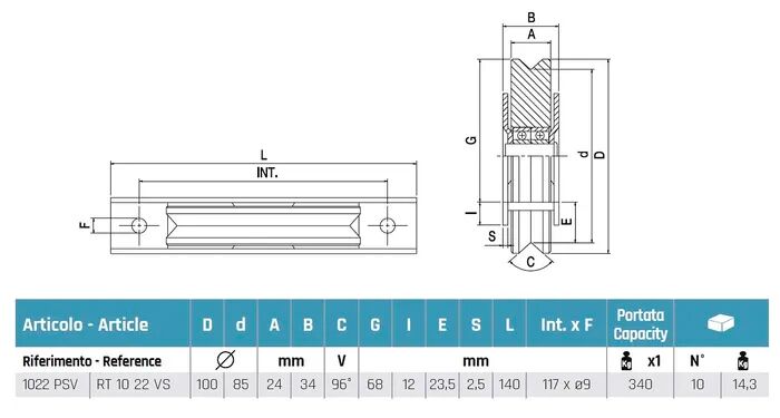 100mm Recess Mount Gate Wheel - Image 2