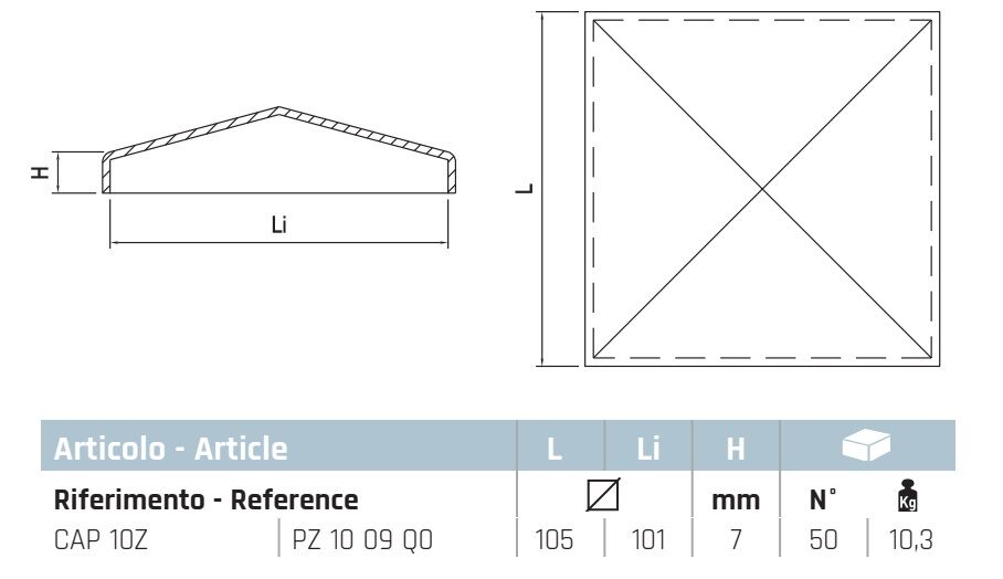 100mm Galvanised Sq Post Cap - Image 2